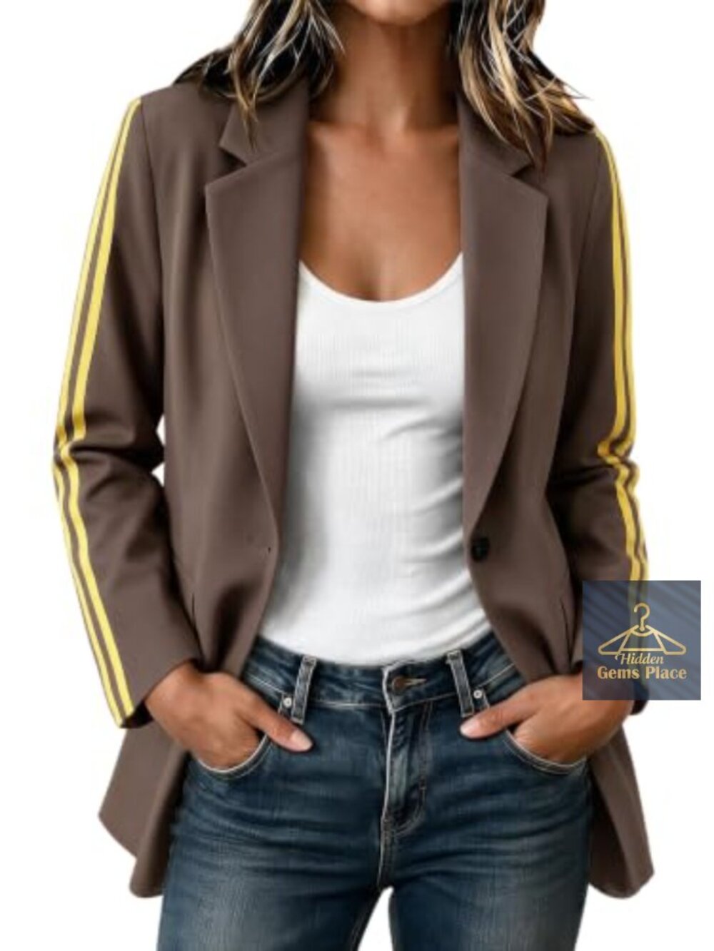 Oversized Blazers Side Stripes Athletic Sport Coat Jacket Suiting